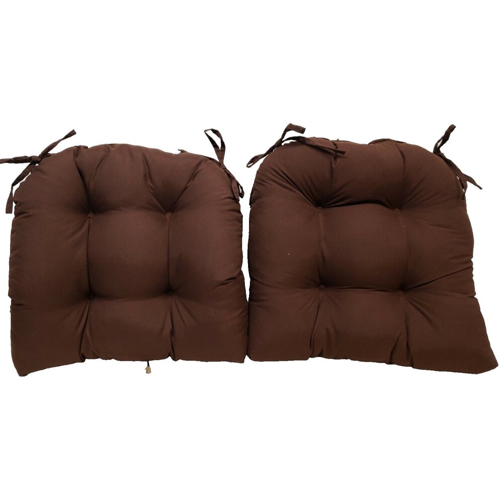 Set of 2 Same Thick Reversible Cushion Chair Pads w/ties(16"x14.5")DARK BROWN,MS